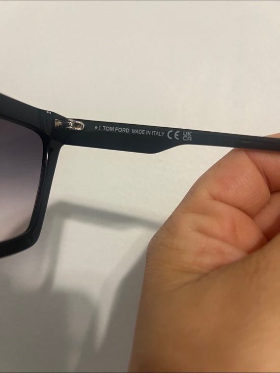 Tom Ford Black Oversized Square Sunglasses with Gold Temple Accent